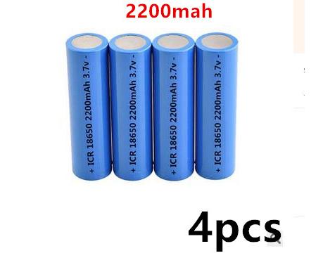 Icr18650 lithium battery 2200 mah 3.7 v li-ion rechargeable pkcell battery 18650 batteria flat top batteries without protection: 4pcs