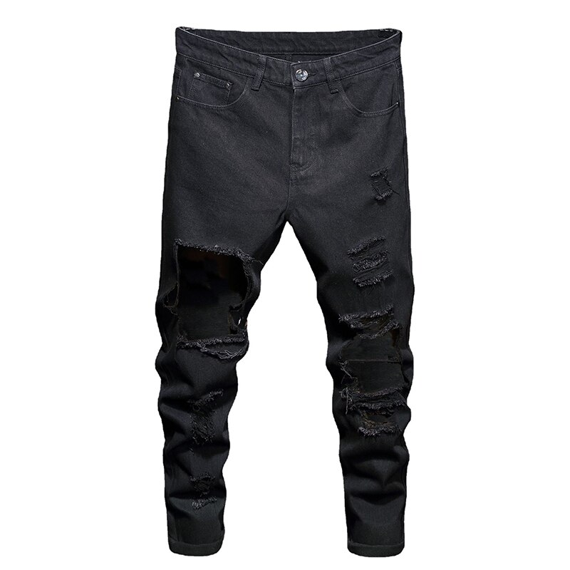 Pantalones vaqueros con agujeros para hombre, jeans rasgados informales de hip hop, tendencia, novedad de
