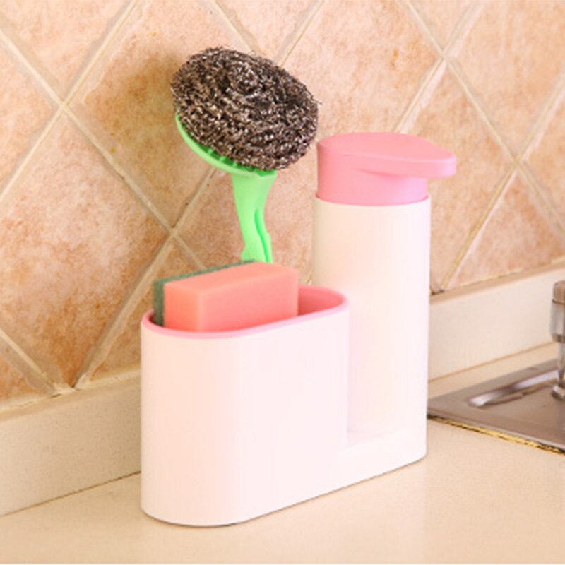 Boîte de rangement multifonctionnelle de 350ml, pour cuisine salle de bains, évier, savon liquide, détergent, distributeur de savon pour les mains en plastique ABS: Pink