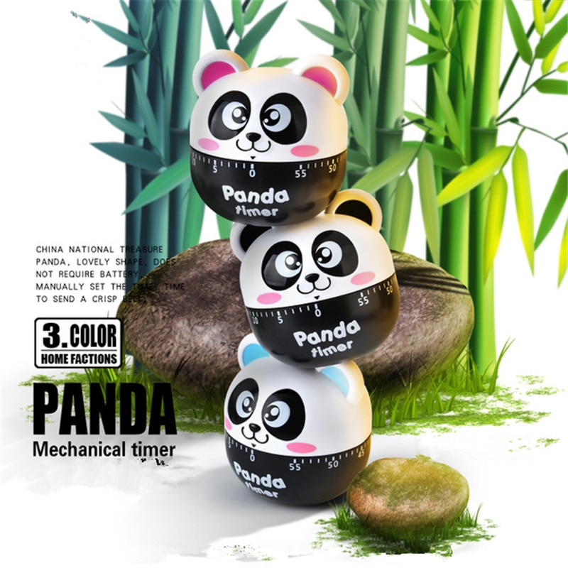 Lovely Panda Timer Cartoon 60 Minutes Countdown Alarm Timer Cooking Dial Timers Counter Reminder Kitchen Accessories