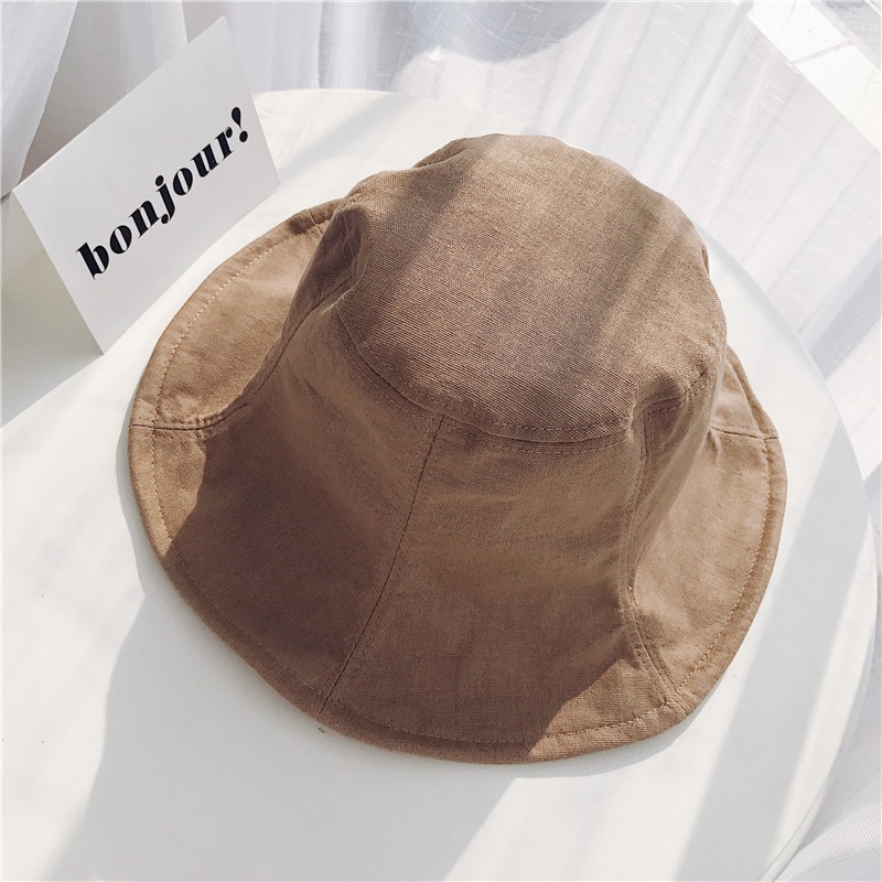 Bucket Hat Women Summer Linen Hats uv Protection Sun Hats For Women Foldable Cute Bucket Hat Black Beige Yellow Khaki Navy Blue: Deep khaki