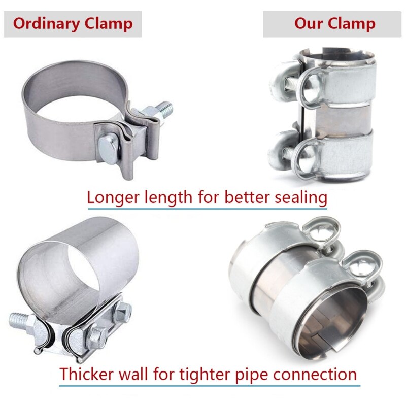 T304 Mild Steel Turbo Exhaust Pipe Clamp Downpipe Down Catback Muffler Cat Pipe Clamp