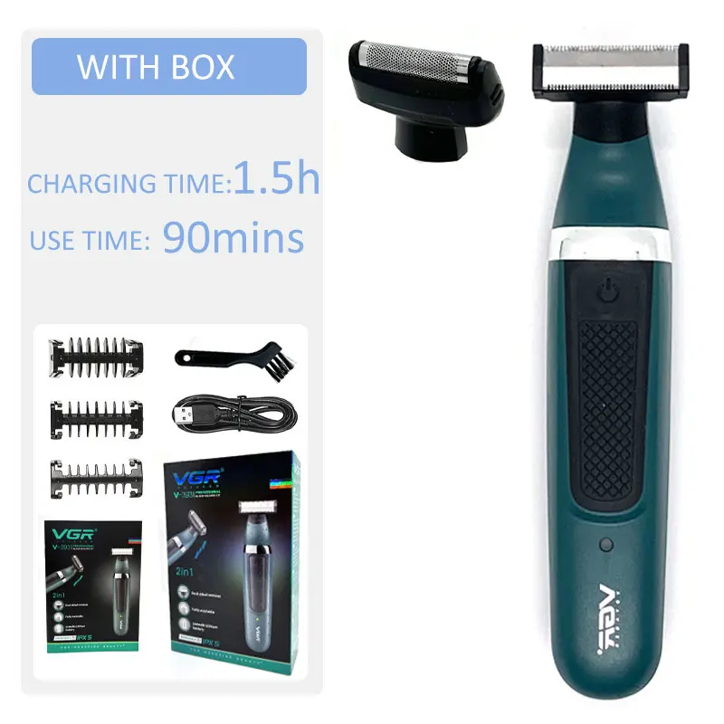 VGR Pubic Hair Trimmer Shaver for Men Body Groomer for Groin & Balls Replaceable Blade Electric Razor IPX5 Waterproof Epilator: Gold
