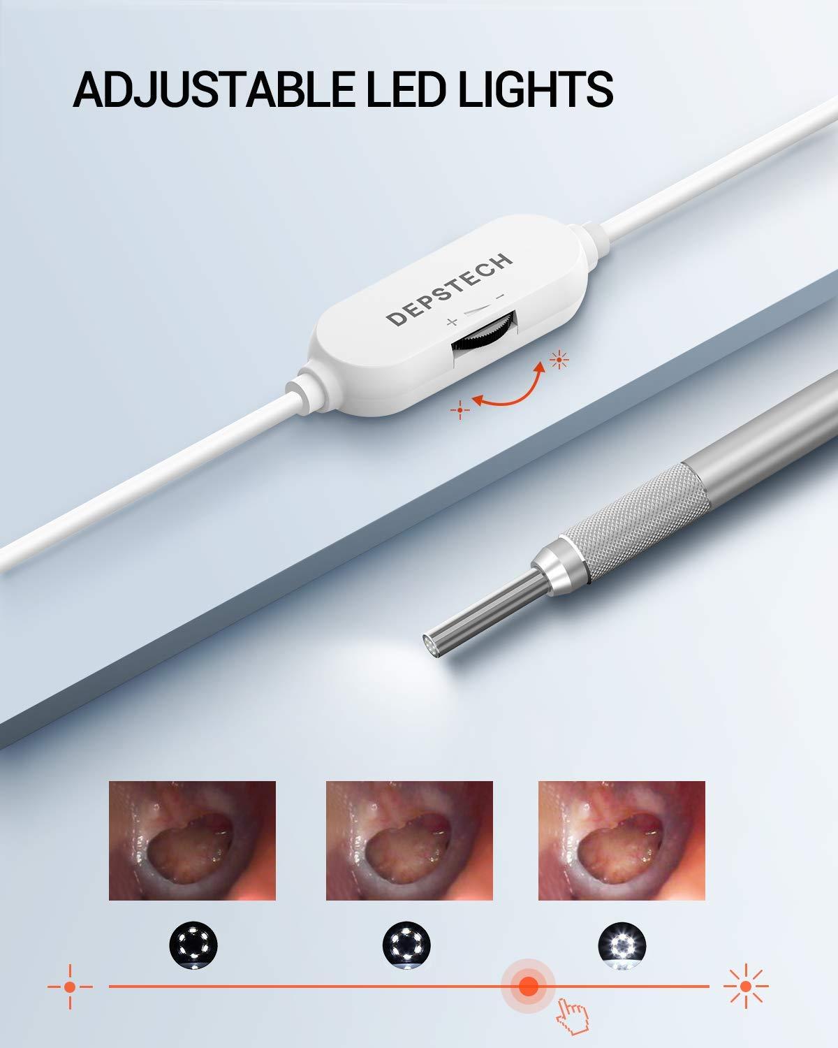 DEPSTECH-Otoscope USB NTE390 720P HD, caméra pour Inspection d'oreille, avec 6 endoscopes LED ajustables, pour téléphone Android et Windows/Mac et PC