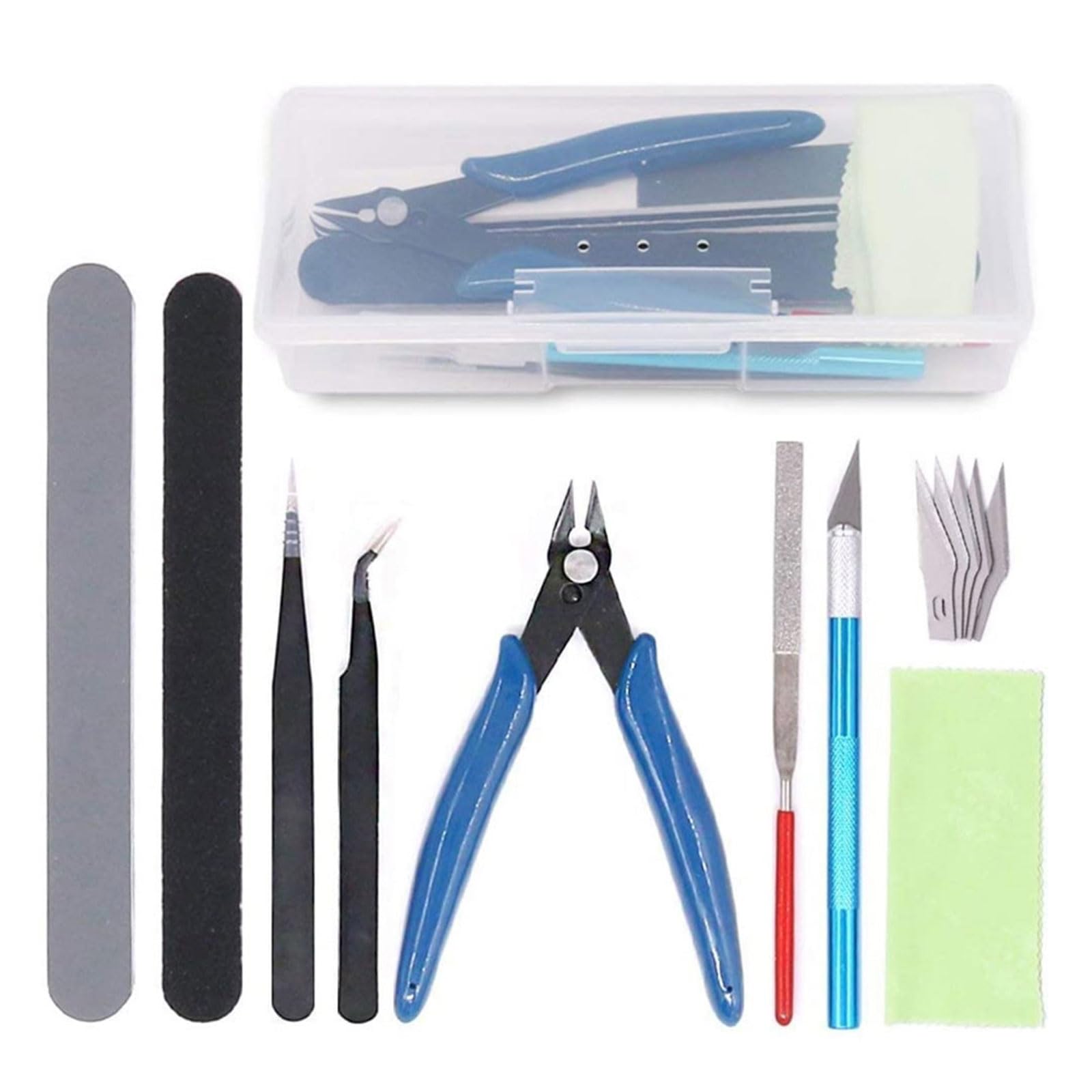 Gereedschapsset voor het maken van modellen – doe-het-zelf-knutsel- en hobbygereedschappen voor miniatuurbouw, automodellen, reparaties en montage – met opbergdoos