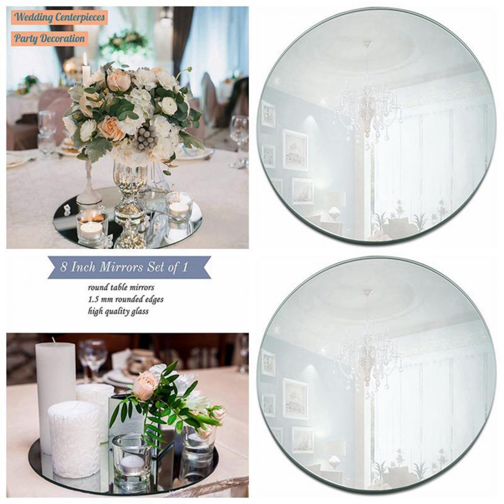 Vassoio rotondo in vetro a specchio da 200mm per decorazioni nuziali arredamento vassoio per candele piatto vassoio da pranzo riflettente riutilizzabile in acrilico fai da te