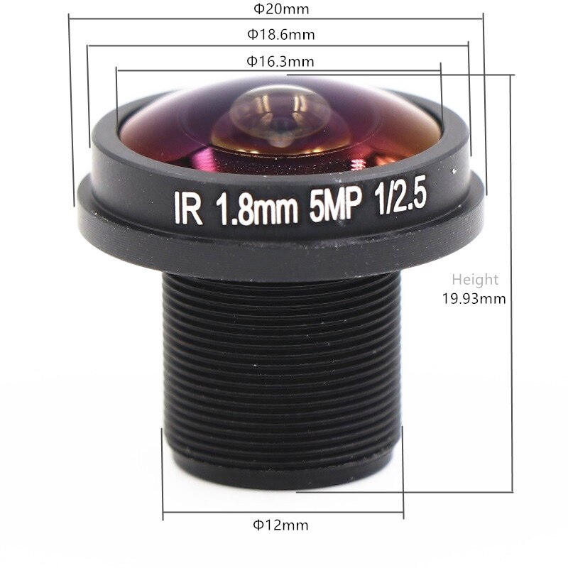 CCTV Camera 1.8mm Lens 5.0 MegaPixel Fisheye 180 Degree MTV M12 x 0.5 Mount Infrared Night Vision Lens For CCTV Camera