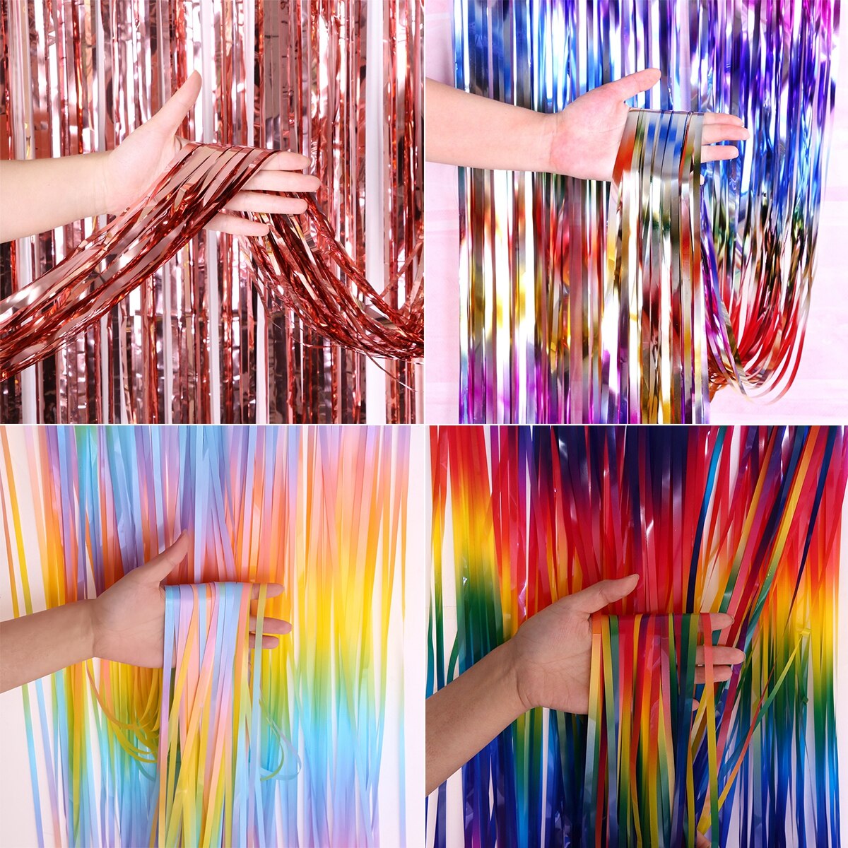 Party Backdrop Curtain Metallic Foil Fringe Shimmer Backdrop Birthday Wedding Party Wall Decoration Photo Zone Backdrop