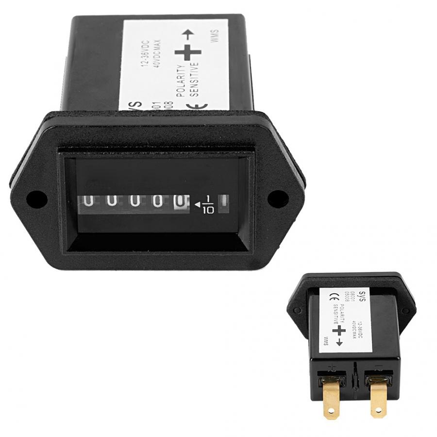 100% Brand Black Plastic DC12-36V Engine Hour Meter Timer Gauge For Truck Boat Car Tractor