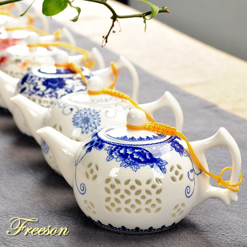 Tradycyjny chińnarty niebieski ryż biały wzór dzbanek robić herbaty 170ml starożytne chiny dzbanek ceramiczny Puer Kongfu zestaw herbaty samowar