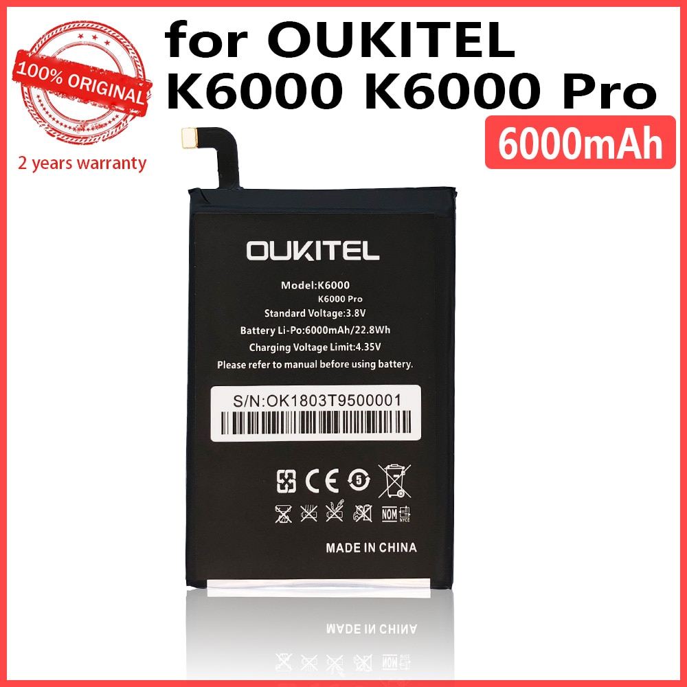 100% Originele 6000Mah Voor Oukitel K6000/ Oukitel K6000 Pro / Ulefone Power/Doogee T6/Doogee T6 pro/Homtom HT6 Batterij