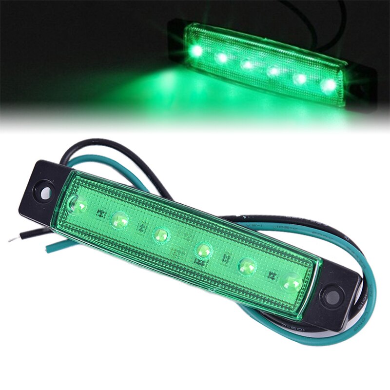 Indicador lateral de camión, Bombilla de señal intermitente LED de 12V y 24V para coche, camión, remolque, luz de advertencia trasera, luces de freno, 1 ud.: green