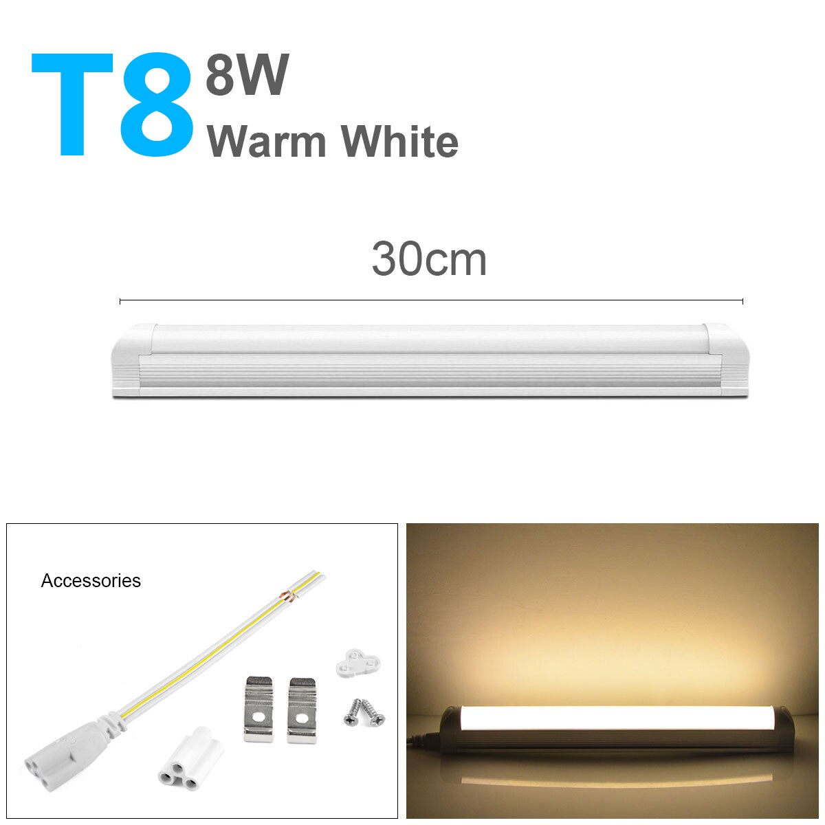 T5 LED Tube Lamp 220V T8 LED Light Bulb Bar Lights 30cm 60cm T5 Tube LED Fluorescent Tube Kitchen indoor Lighting: T8 8W Warm White