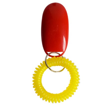 Bonzerpet-sifflet en plastique | Clicker d'entraînement de chien, en plastique chat, outil d'entraînement, Guide d'aide, sangle de poignet élastique, bouton sonore, 1 pièce: Rouge