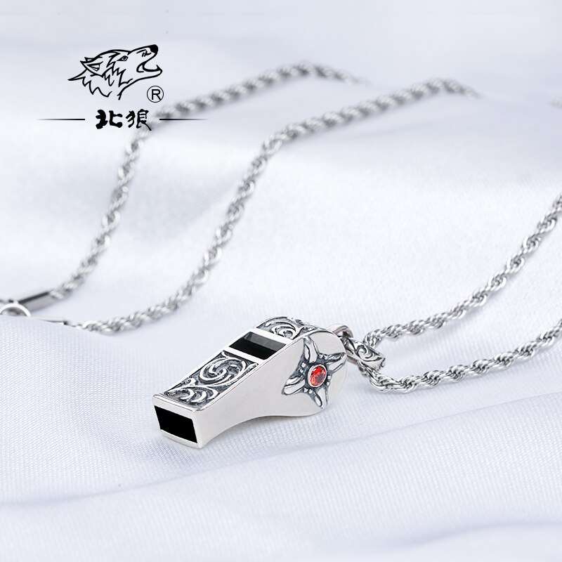 Sifflet collier, argent pur, pour sauveteur, urgence, survie, nouveauté 925: Default Title
