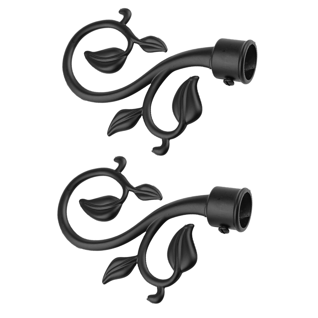 1 Pair Curtain Decorative Pole/Rod Finials Ends Heads Caps Rod Kits: Black