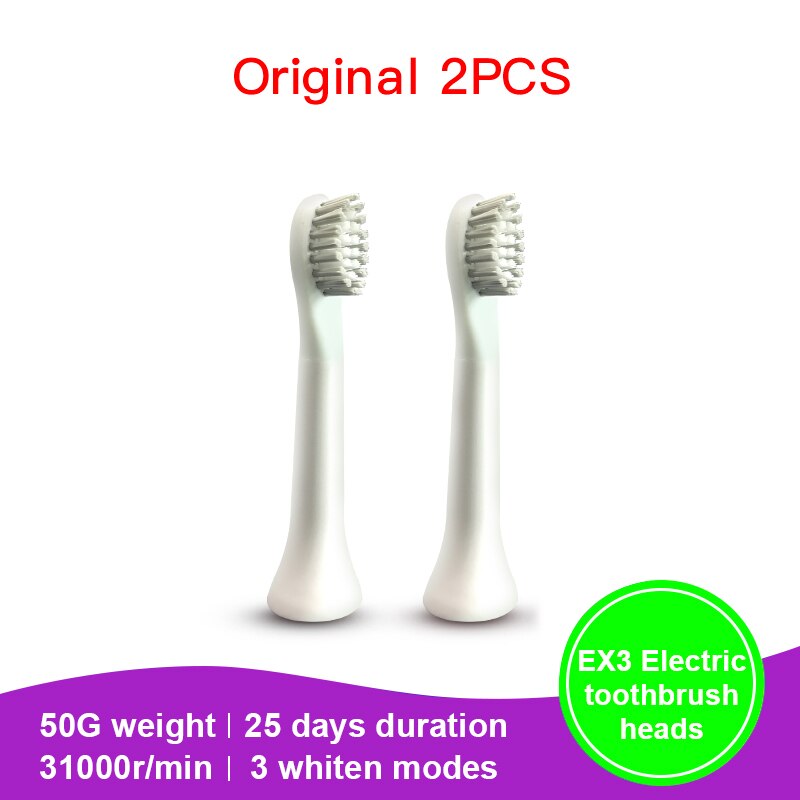 Originale pinjing  ex3 so hvide tandbørstehoveder xiaomi youpin soocas elektriske soniske ultralyds-tandbørstehoveder: Original 2 stk