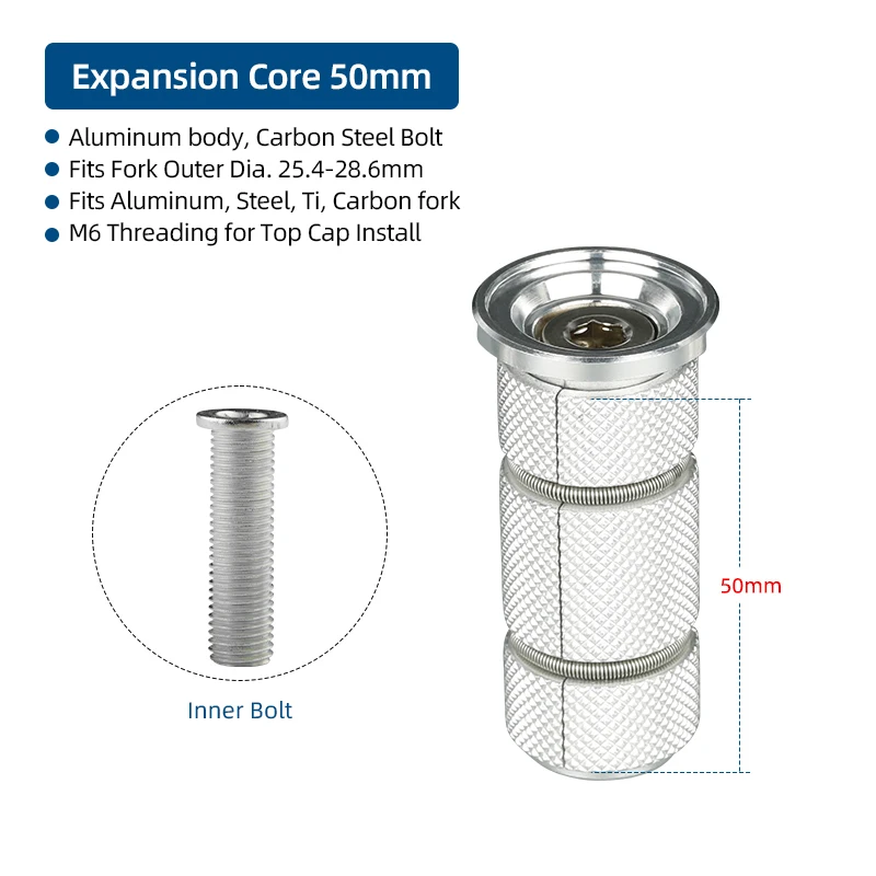 Plugue de compressão de bicicleta, parafusos de expansão de fone de ouvido, inserção de tigela, montagem de tampa superior, 1 1/8 ", porcas expansoras, âncora de garfo de carbono: Preto