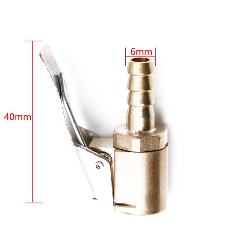 1pcs 6/8mm Brass Car Tire Inflator Chuck Air Compressor Pump Lock on Nozzle Fine Thread Deflation Air Chuck Pump Valve Clip: Pagoda mouth-6mm