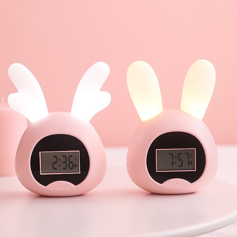 Table Clock LED Intelligence Alarm Clock Digital Snooze Wake Up Light Electronic Large Time Temperature Display