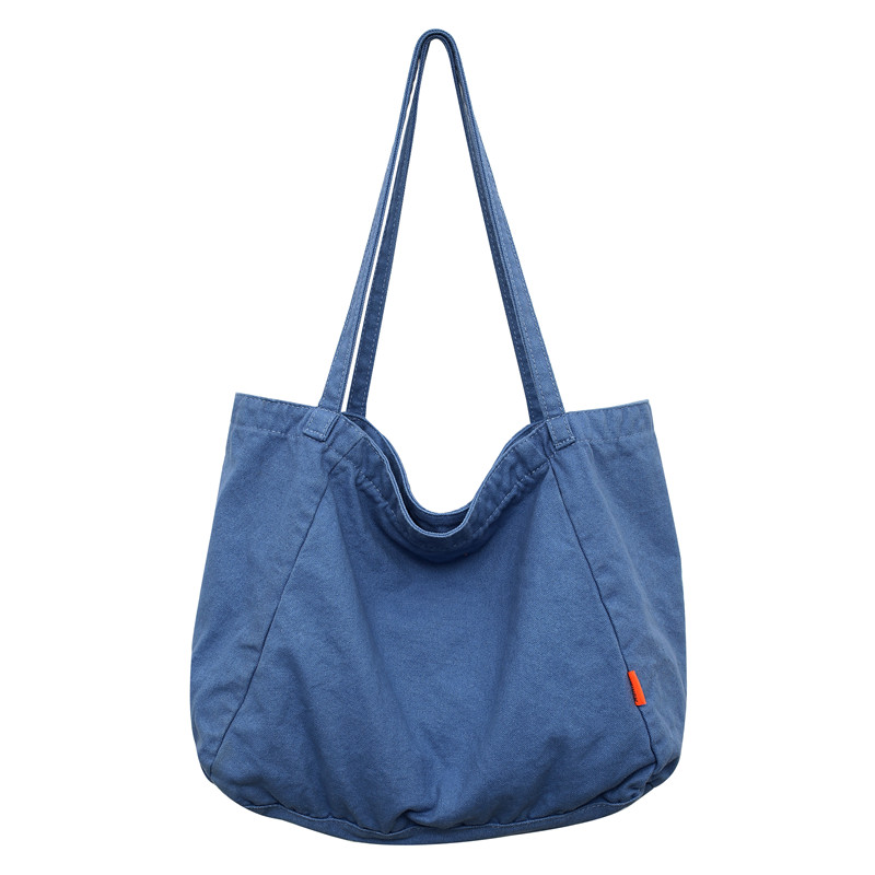 Borsa a tracolla da donna di alta qualità borse da donna in tela tinta unita per donna borsa Shopping Tote Casual moda femminile: Blu