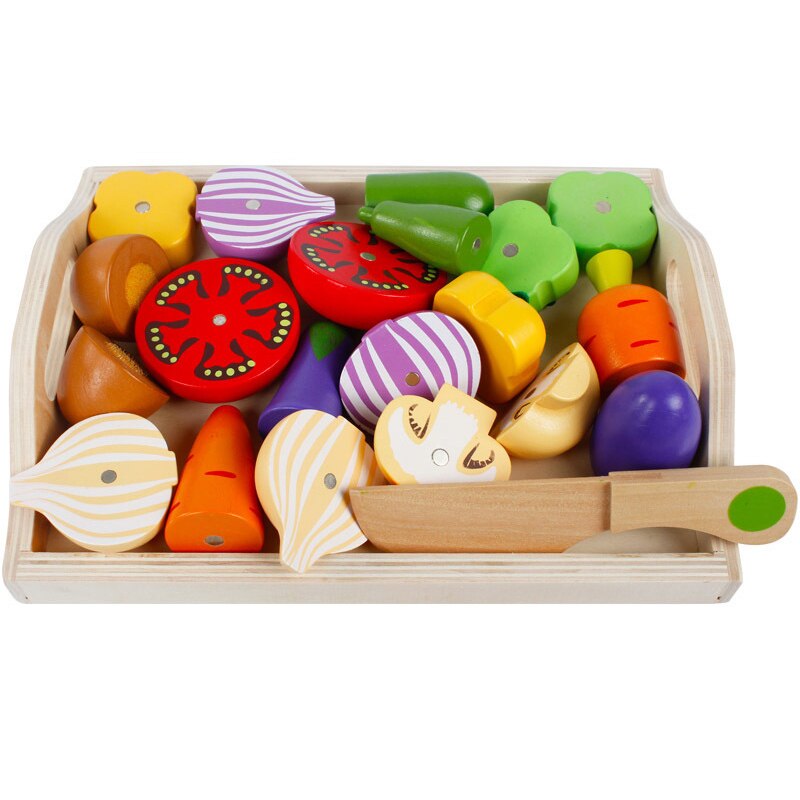 Montessori cut fruits and vegetables toys wooden classic game simulation kitchen series toys early education play house toy