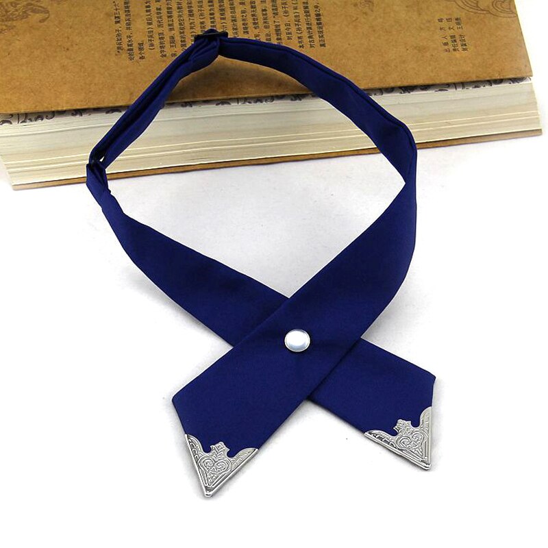 Casual Cross Bow Ties for Men & Women Solid Business Casual Cross Tie Formal Dress Men Wedding Metal Collar Cross Bowtie: Blue
