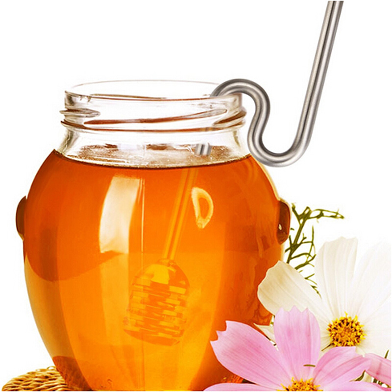 Cuchara de Mesuring para miel, mango curvo y recto de acero inoxidable, cazo de Metal, palo de miel, herramienta de medición de cocina