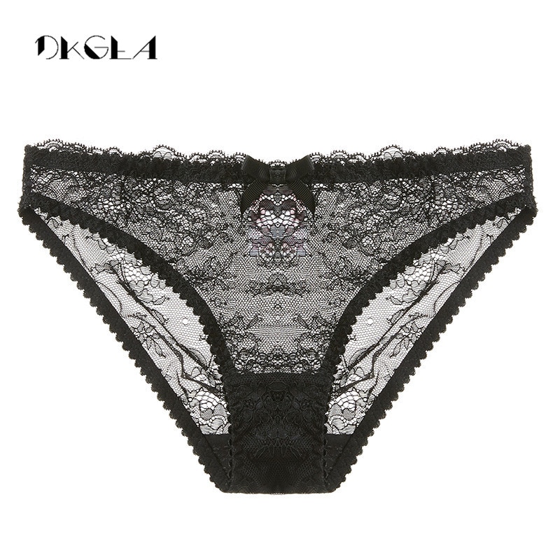 Pink Lace Panties Women Transparent Underwear Black Sexy Soft Briefs Low-Rise White Floral Embroidery Panties Plus Size XL L