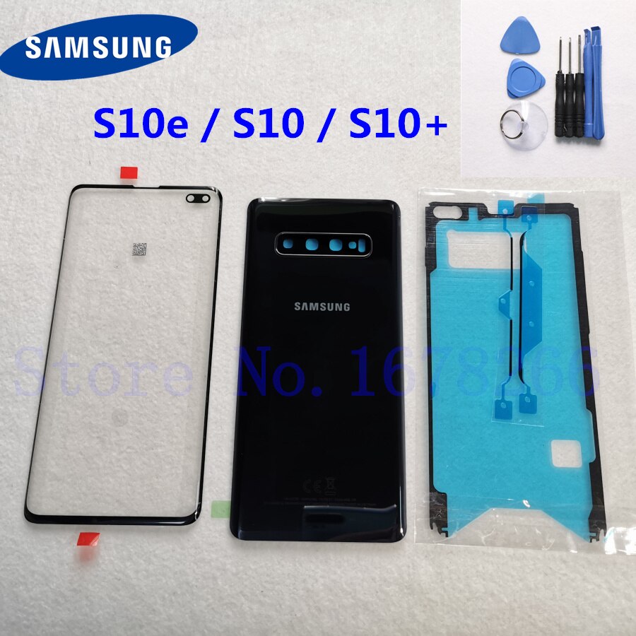 SAMSUNG Galaxy S10 Plus S10e S10 G970 G973 G975 G973F Front Touch Panel Outer Lens + Rear Battery Door Back Glass Housing Cover