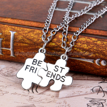 2 PCS Heart Puzzle Key Lock Best Friends BFF Necklace Friendship For Women Men Jewelry Pendant Necklaces Chain Collier: Style 07
