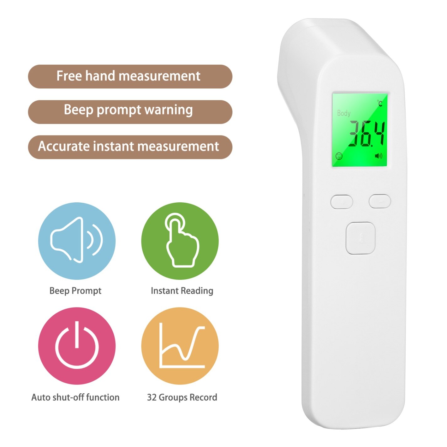 KKMOON Non-contact IR Infrared Sensor Forehead Body/ Object Thermometer Temperature Measurement LED Digital Display: TYPE 4