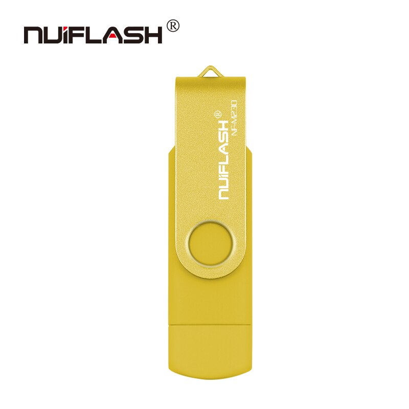 OTG USB Flash Drive cle usb 2,0 32G pen drive doble aplicación Micro USB 16G 32G 128G de dispositivos de almacenamiento de disco en clave: 32 GB / yellow