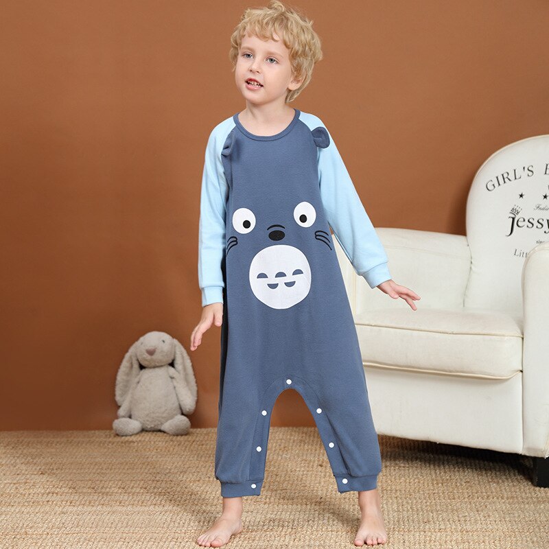 Kids Jongens Lente Deken Sleepers Cartoon Patroon Kinderen Katoen Jumpsuit Nachtkleding Jongens Herfst Pyjama: Blauw / 150(140-150cm)