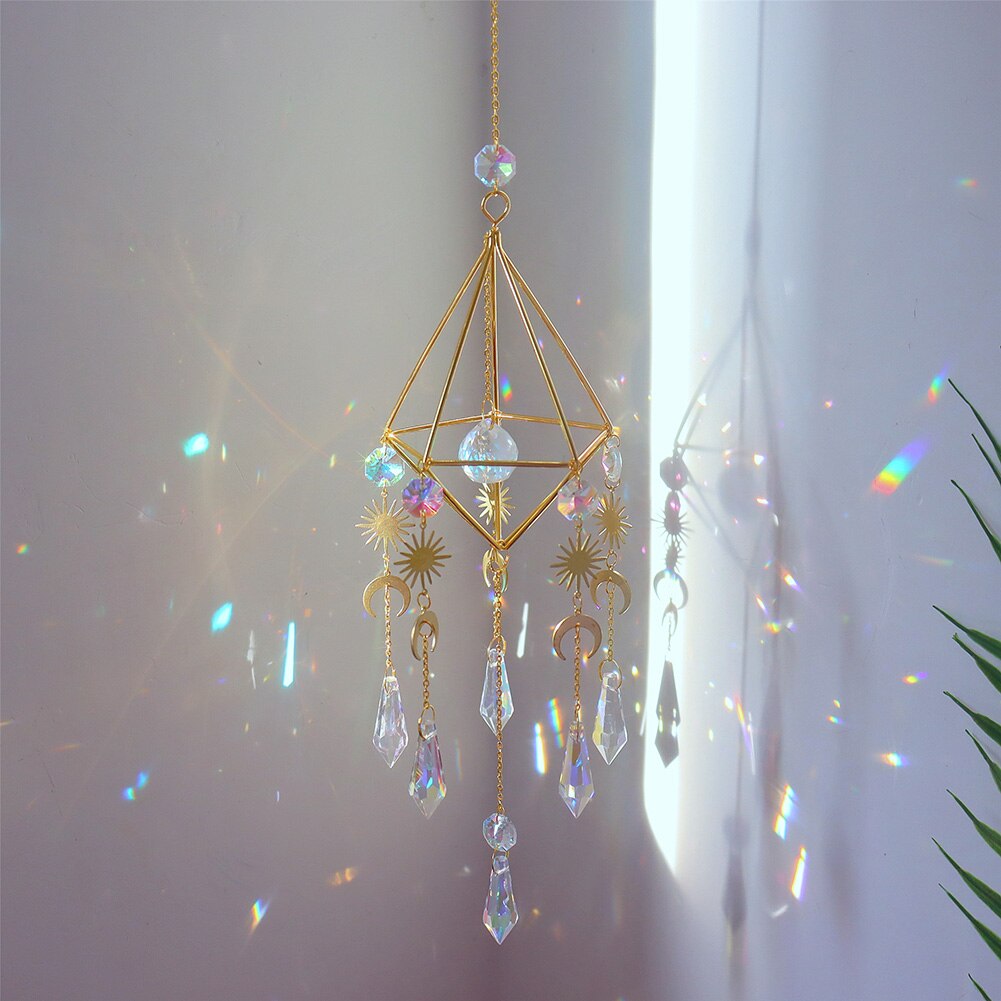 Crystal Wind Chime Suncatcher Prism Rainbow Light Chaser Garden Hanging Window Terrace Pendant Home Decoration