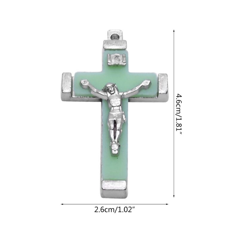 5x metal christus jesus cross lysende vedhæng glød i mørket krucifiks ornamenter smykker religiøse til at sige bønner