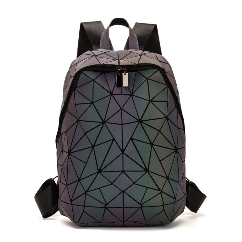 Ladies Luminous Set Backpack Geometric Shoulder Bag And Fold Clutch Bags Holographic School Girls Backpack: Luminous backpack F