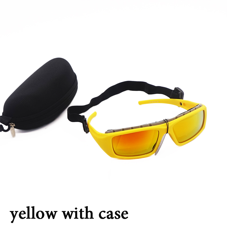 Skidglasögon sportsolglasögon med fodral skidglasögon unisex utomhusglasögon set lätt och bekvämt märke: Gul med fodral
