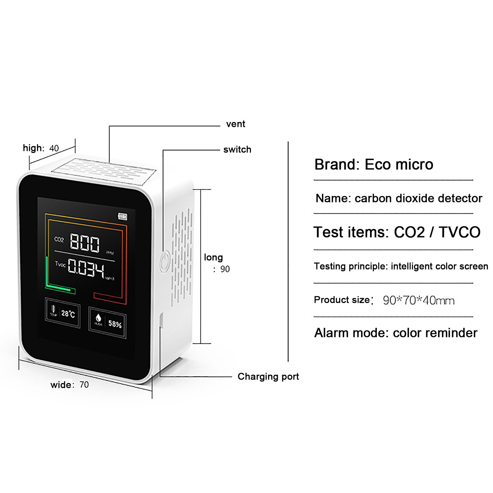 Pm 2,5 Multi-funktionale Luft Verschmutzung Detektor Temperatur CO2 Erkennung TVOC Tester Hohe Präzision Prüfung Werkzeug Für Clever