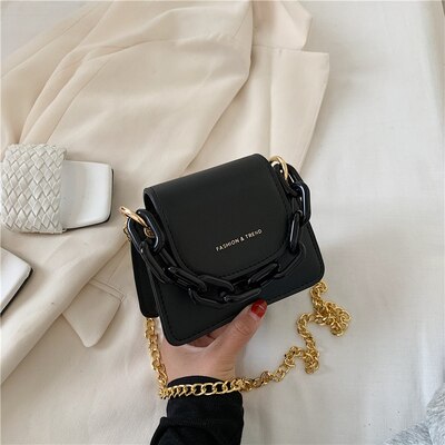 Merk acryl ketting handtassen mini crossbody tassen voor vrouwen schouder messenger bags dames kleine clutch dames portemonnee bolsa: Zwart