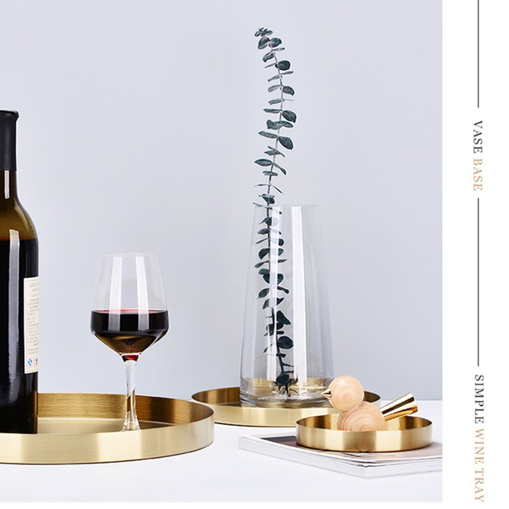 Exquisite Home Gold Kitchen Space Saving Round Shape Jewelry Display Decorative Storage Tray Desktop Stainless Steel Bathroom