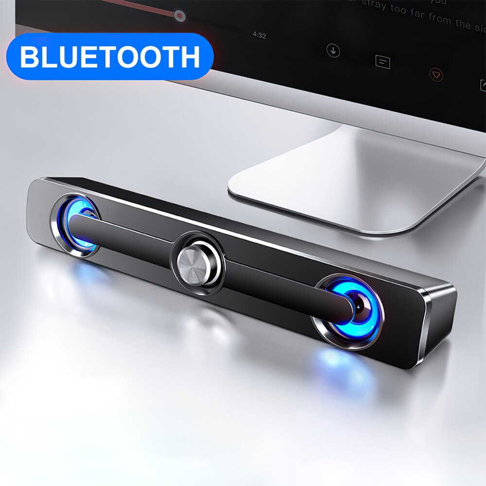 Travor Bluetooth Speaker Bluetooth 5.0 Luidsprekers Computer Speakers Stereo Sound Bar Surround Sound Box Voor Laptop Pc Tv: Bluetooth black