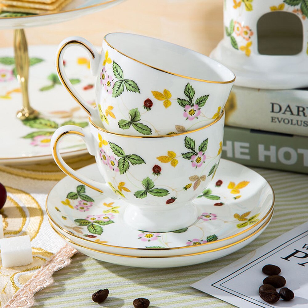 Bone China Coffee Cup Sets Colorful Butterfly Ceramic Tea Cups And Saucers British Office Teacup Porcelain Nice