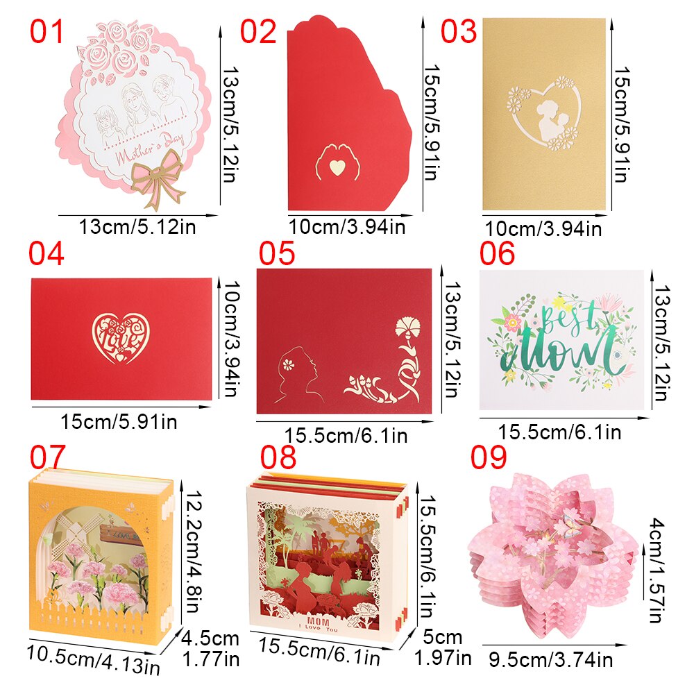 1PC 3D Flower Pop-Up Greeting Card Flora for Birthday Mother Father's Day Graduation Wedding Anniversary Blessing Supplies