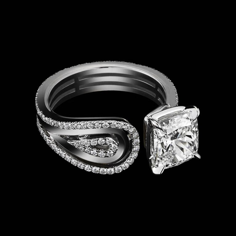 Huitan Open Rings For Women With Square Cubic Zircon Stone Prong Setting Micro Paved Vinatge Female Accessories Ring: Default Title
