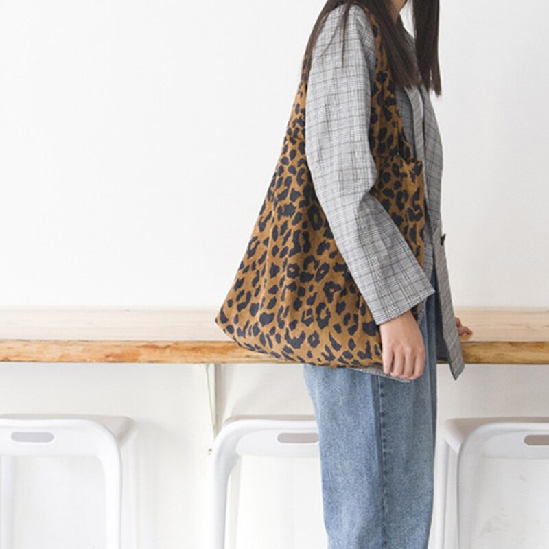 Delle Donne di modo Del Leopardo shopping Borsa cartella casuale Tote Femminile BagLarge Capacità Eco Borse Delle Signore casuale Tote Della Spalla