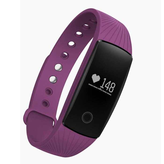 PK ID107 Heart Rate Smart Bracelet Watch Heart Rate Monitor Pedometer Smart Band Wireless Fitness Tracker Wristband: Purple
