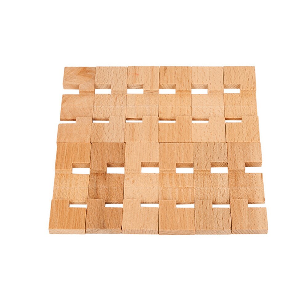 Beech Wooden Chinese Character Lock Ming Lock Adult Intelligence Brain Teaser Puzzle Interlocking Jigsaw Puzzles for Ki