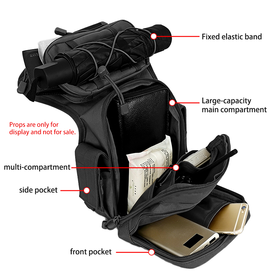 Outdoor wear-resistant nylon multifunctional leg bag with adjustable MOLLE mounting waist bag toolkit