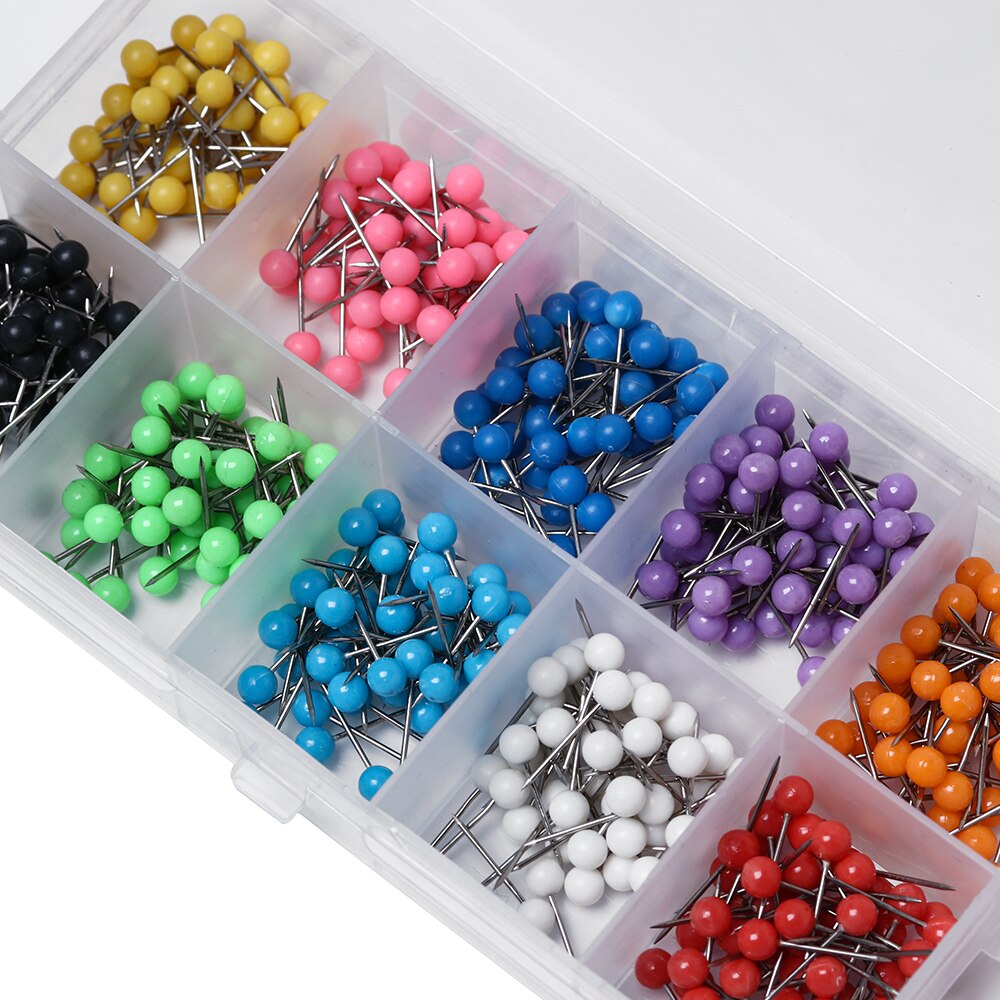 500 unids/set Map tachuelas Push Pins cabeza de plástico con punto de acero, 4mm 11mm tablero de corcho seguridad coloreado Thumbtack Office School Supply